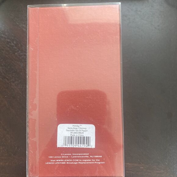 Lenox Salt Pepper Shakers 2003 Holiday Santa Atop Chimney Stackable Original Box - Picture 2 of 11